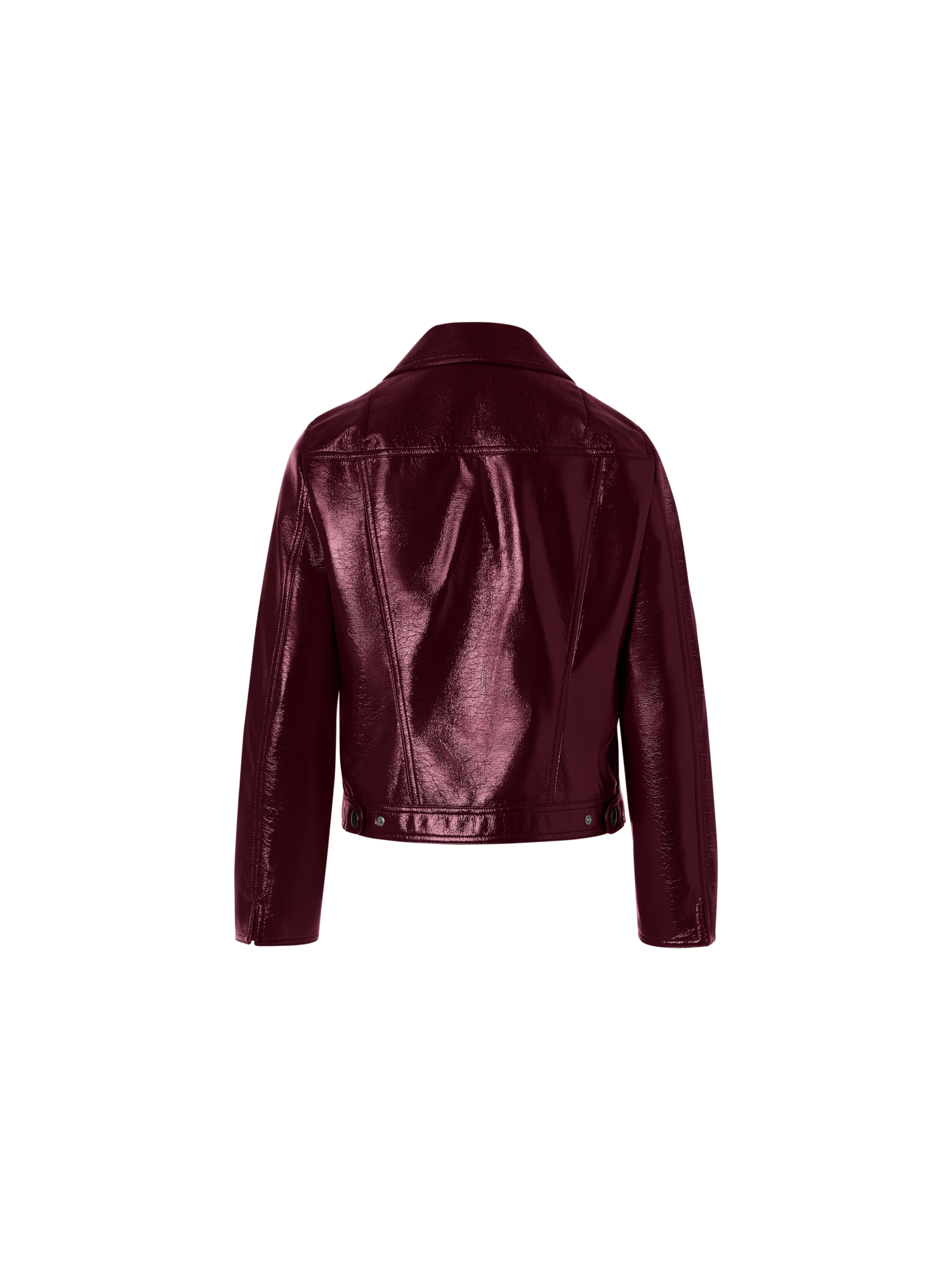 Designer Long-Sleeve Shiny Crinkle Faux-Leather Jacket - red