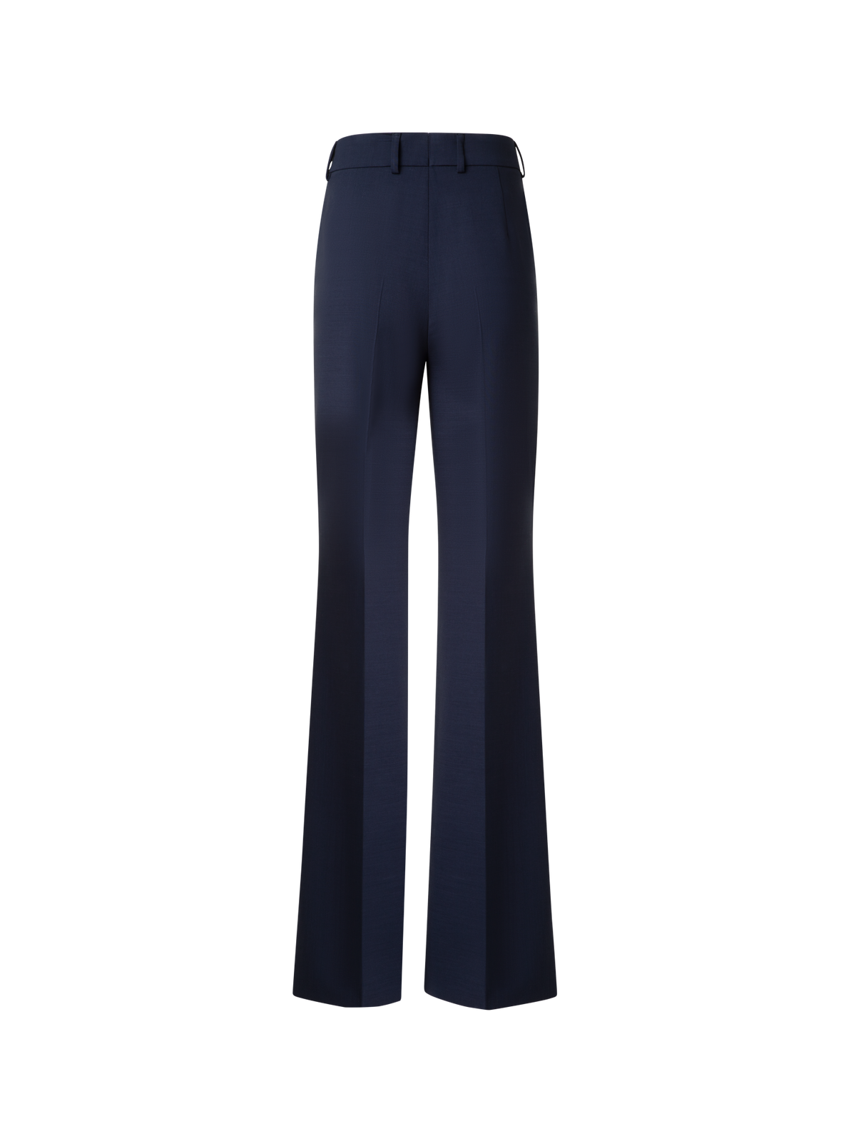 Designer Wide Straight Wool Stretch Double-Face Pants - navy - blue