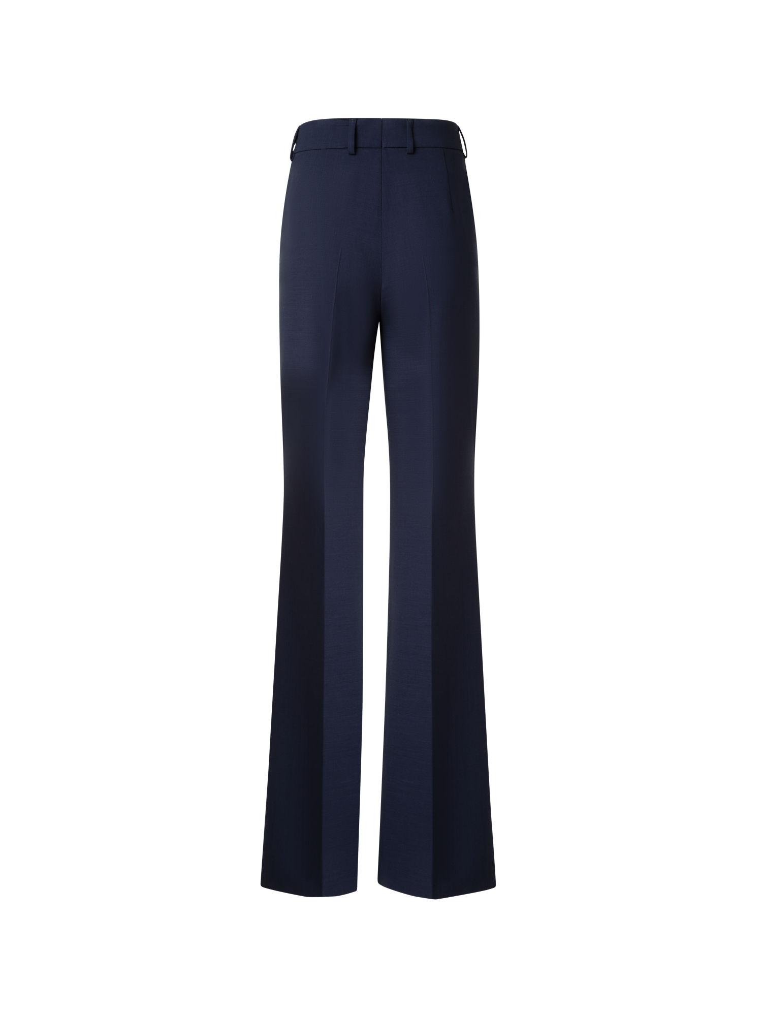 Designer Wide Straight Wool Stretch Double-Face Pants - navy - blue