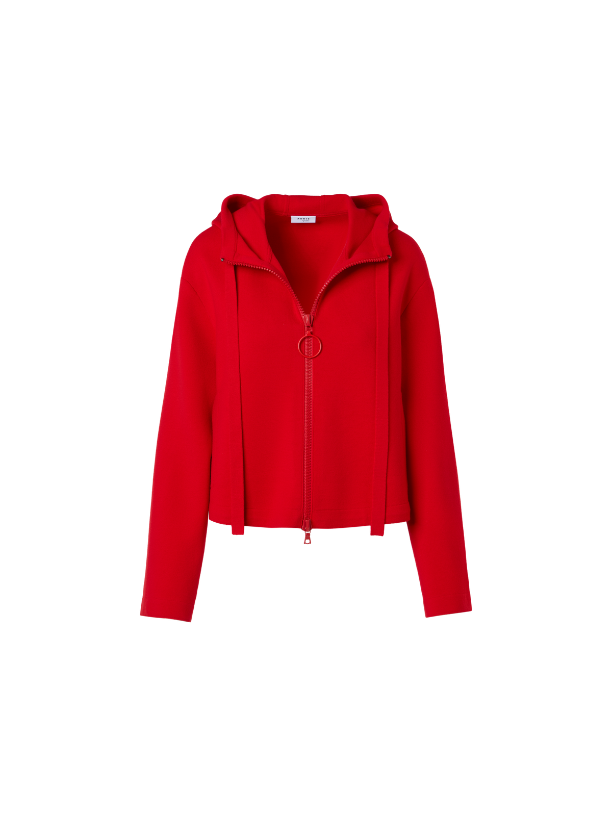 Designer Cropped Milano Knit Hoodie Jacket - red