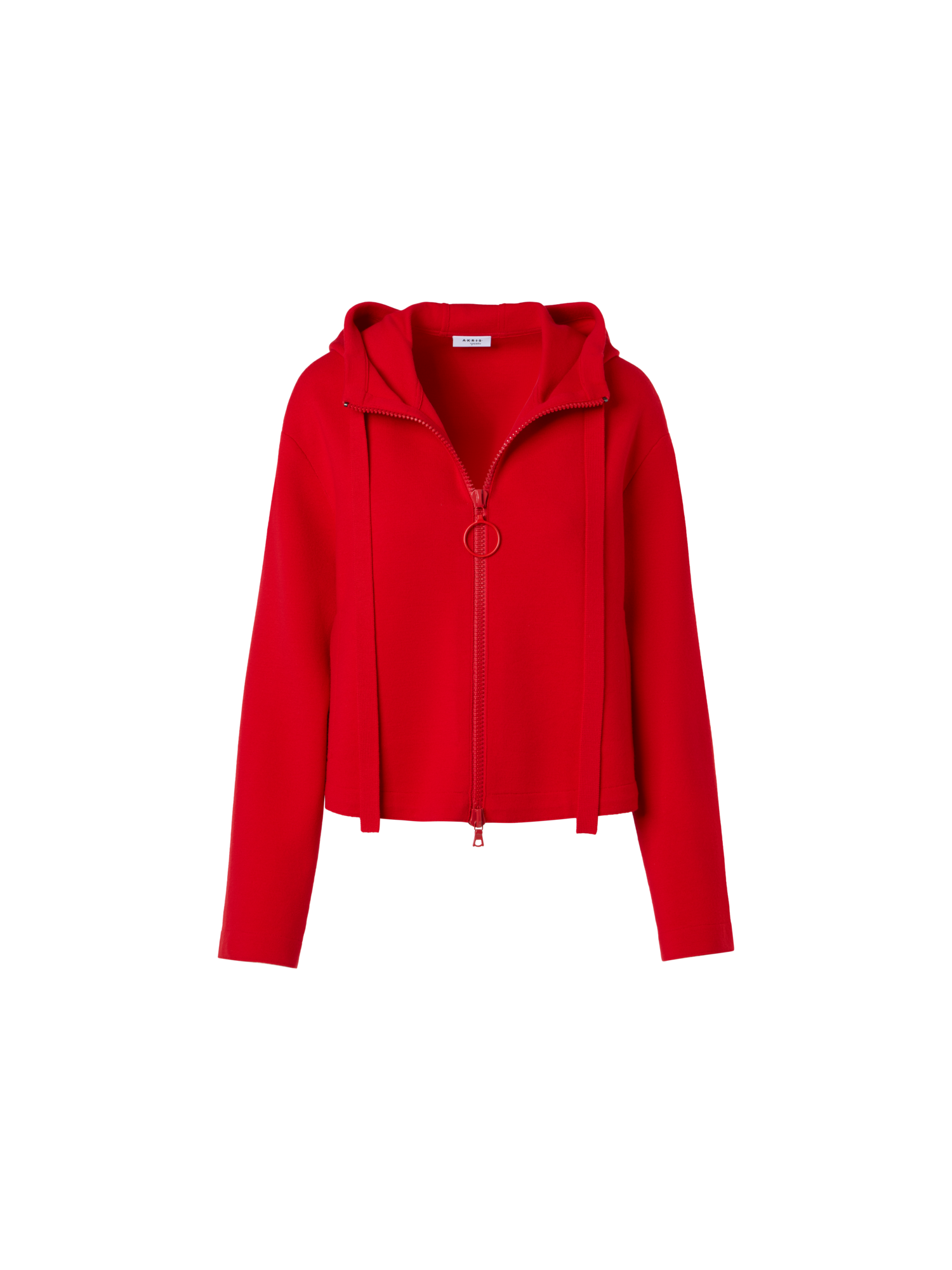 Designer Cropped Milano Knit Hoodie Jacket - red