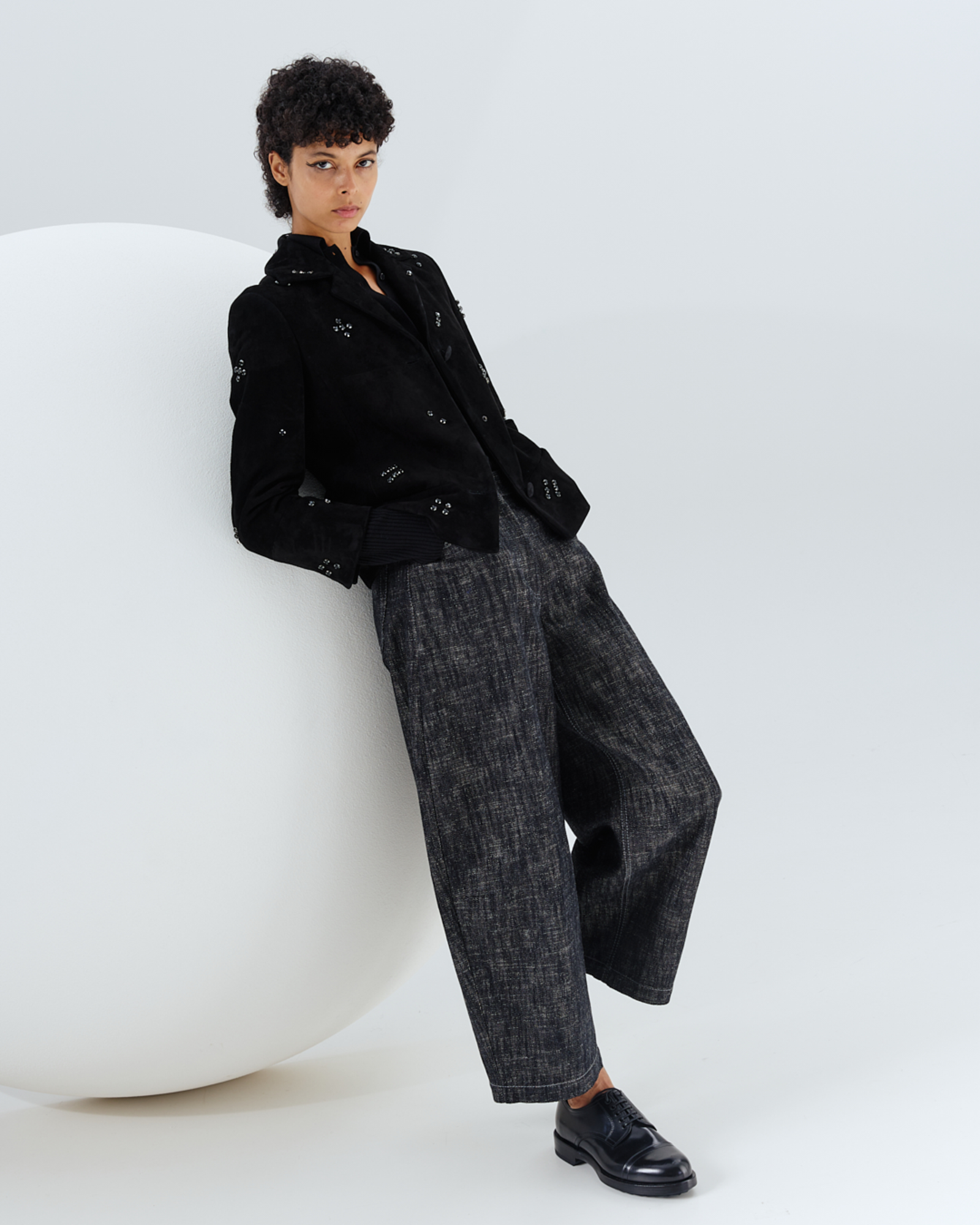 Designer Farrow Pants in Washed Heavyweight Cotton Denim - black 