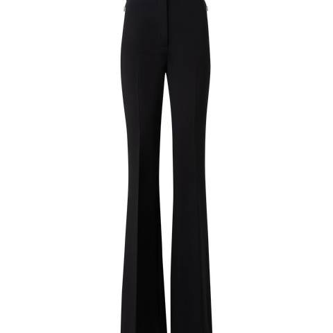 Bootcut Wool Double-Face Pants with Satin Side Trim