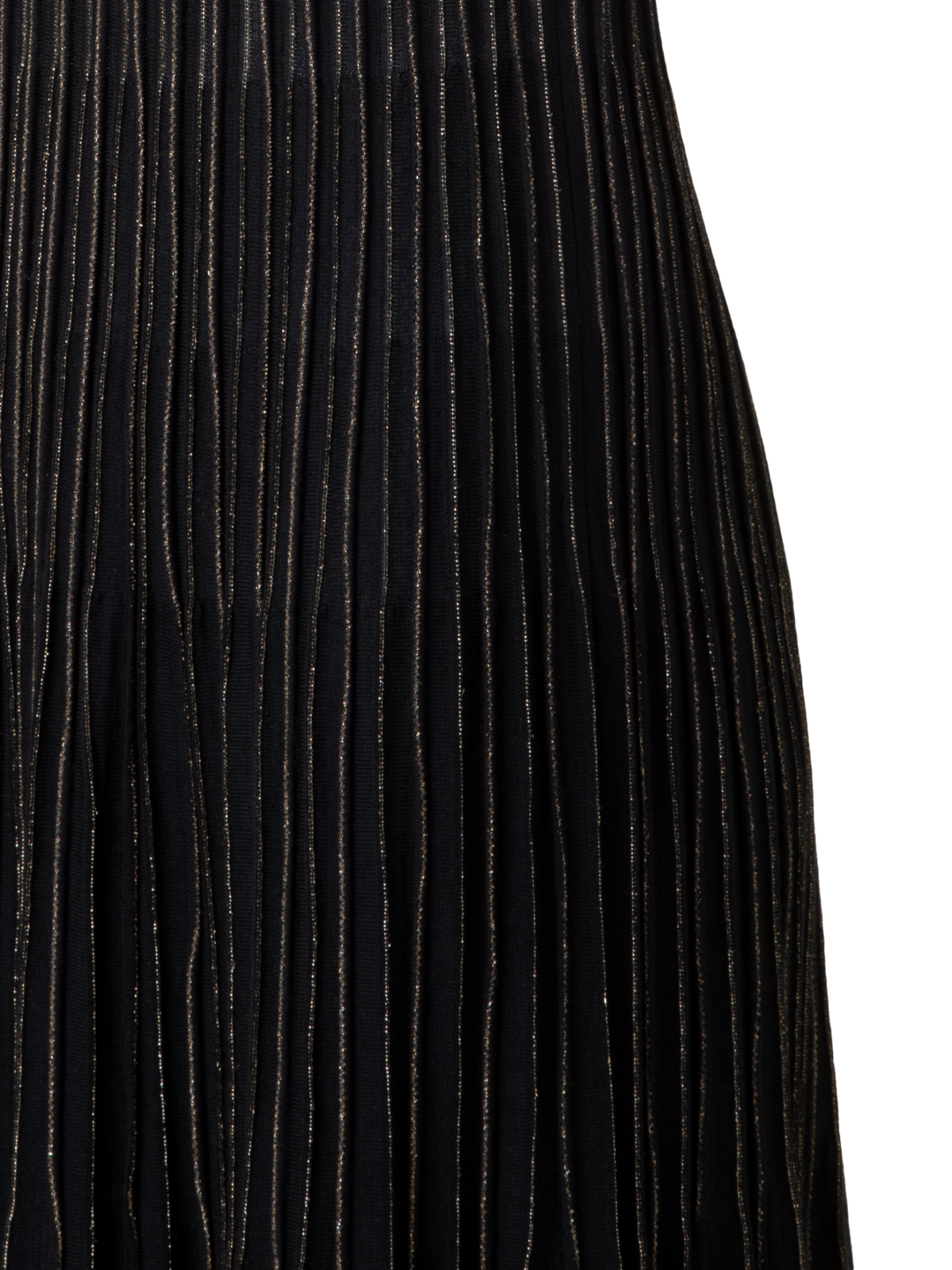 Designer Knit Dress with Golden Lurex Stripes - black - gold
