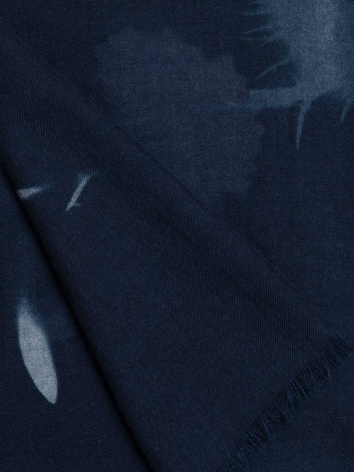 Designer Cashmere Scarf in Wildflower Print - navy - blue - multicolor - neutral