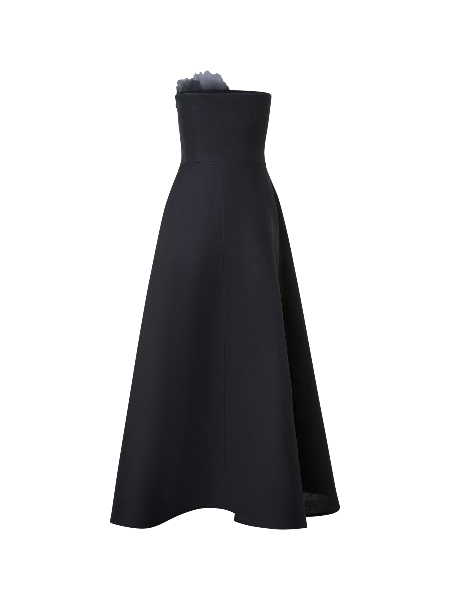 Designer Evening Silk Dress with Organza Anemone - black - neutral