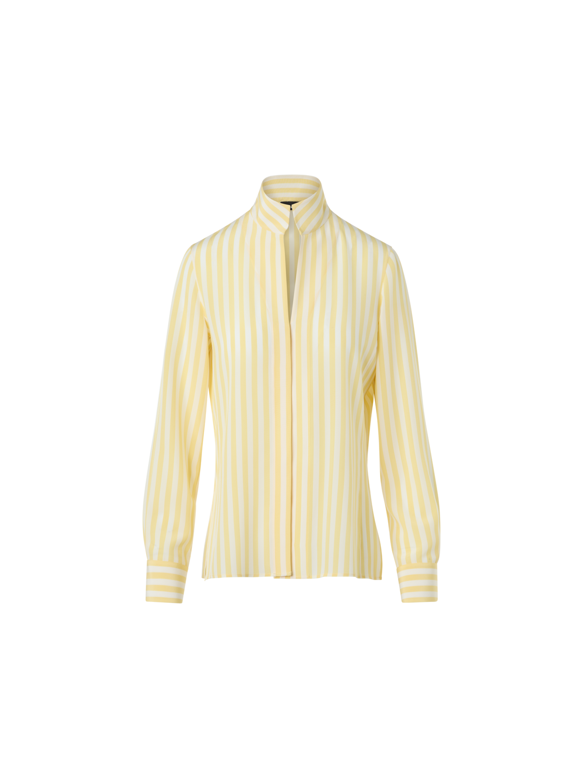 Designer Striped Silk Crêpe Tunic Blouse - multicolor - yellow