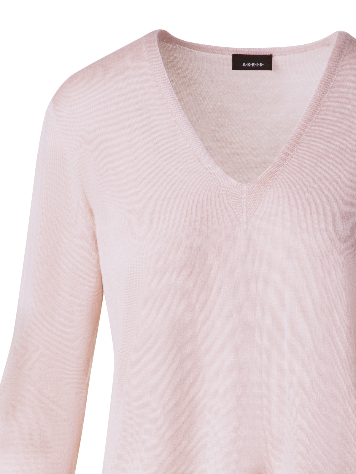 Designer Seamless Cashmere and Silk V-Neck Sweater - pastel - pink