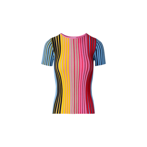 Merino-Oberteil mit Regenbogenripp