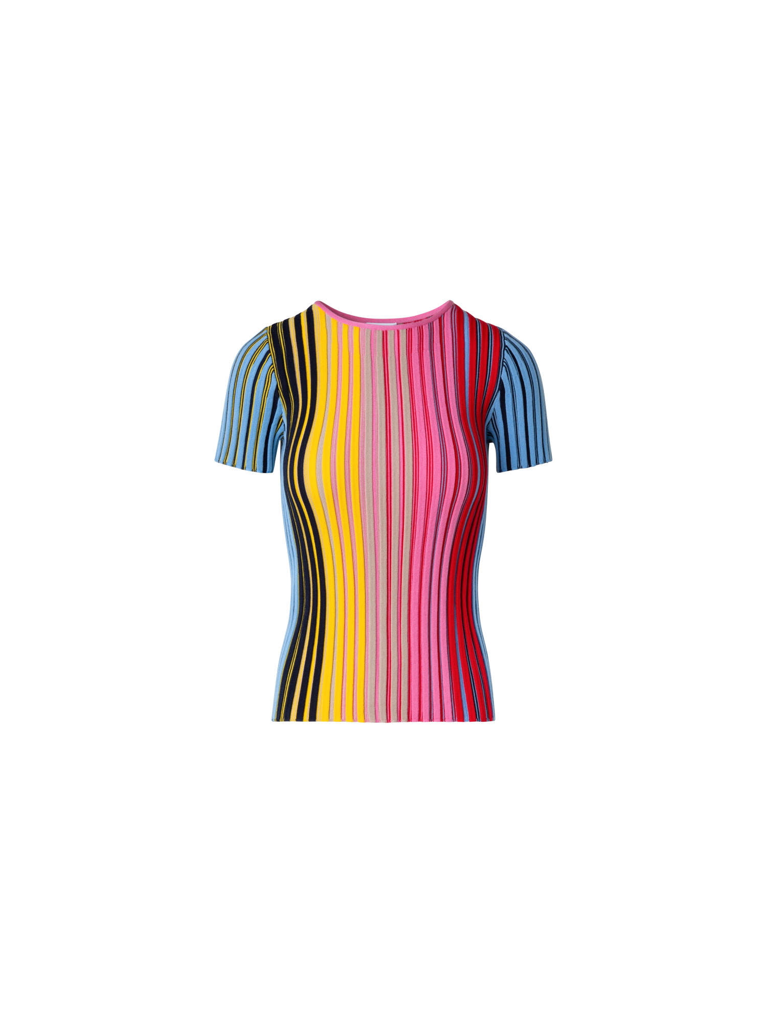 Designer Merino Wool Top with Rainbow Rib - multicolor