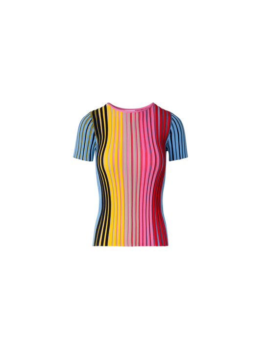 Designer Merino Wool Top with Rainbow Rib - multicolor