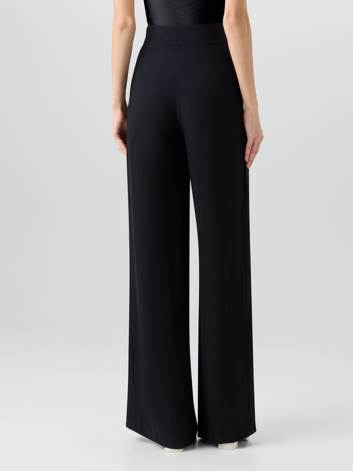 Designer Fellia Wide-Flared-Leg Pants in Silk Georgette - black #editorial