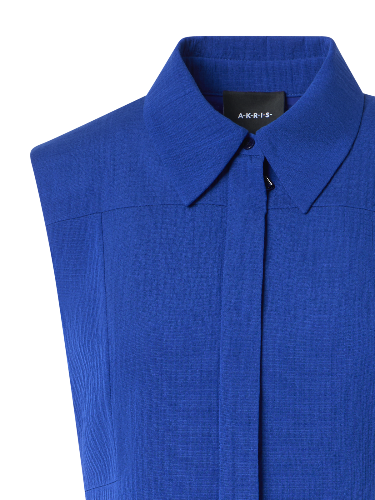 Designer Midi Shirt Dress in Structured Cotton Silk - blue