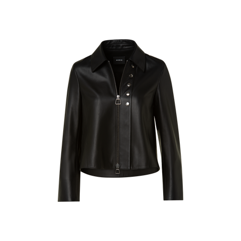 Lamb Leather Collared Jacket