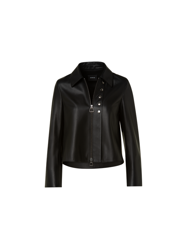 Designer Lamb Leather Collared Jacket