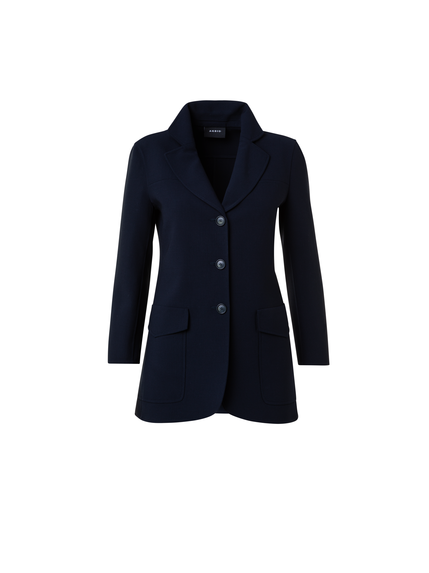 Designer Wool Stretch Double-Face Jacket - navy - blue