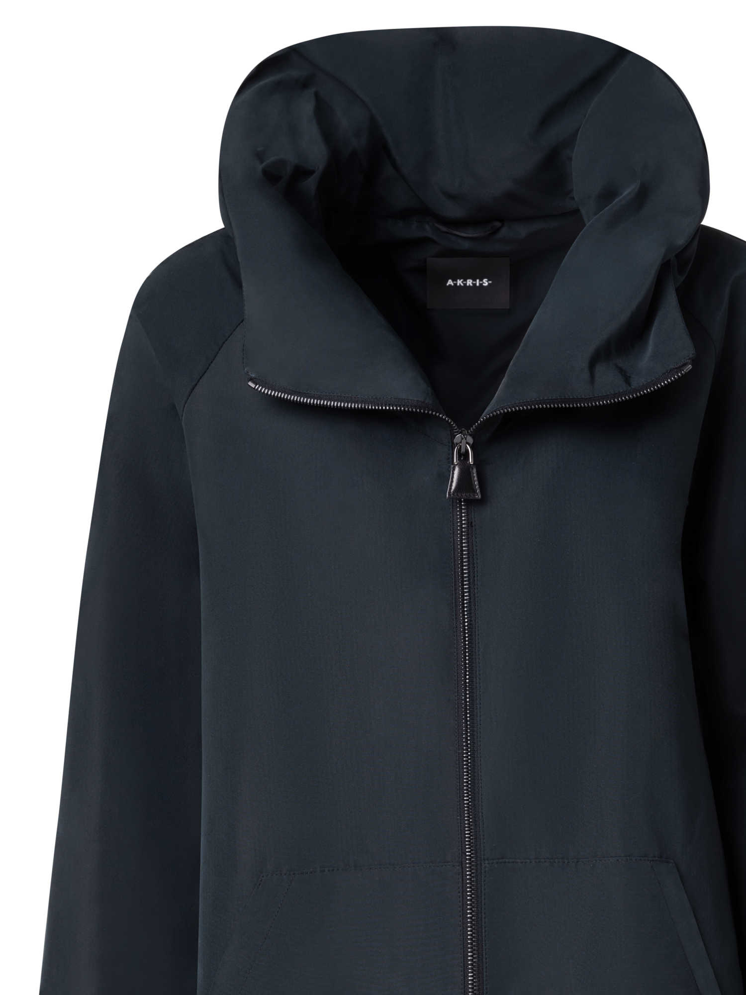 Designer Water-Repellent Silk Taffeta Parka - black