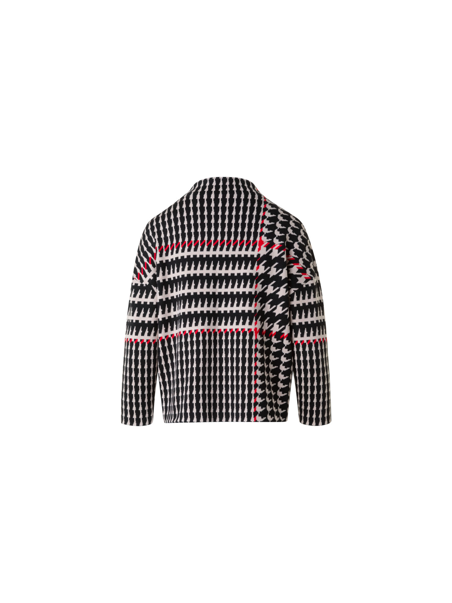 Designer XL Glencheck Jacquard Mock Neck Sweater - black - multicolor