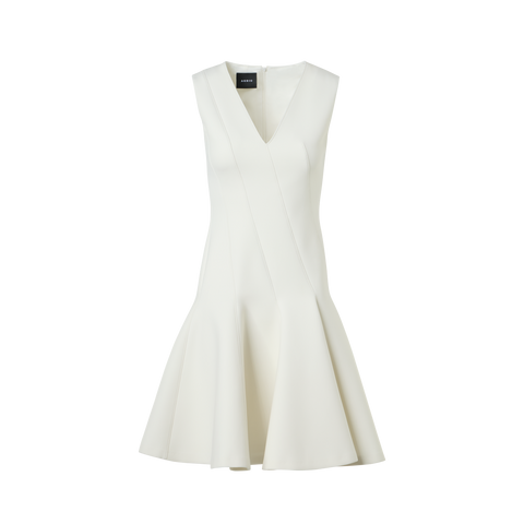Sleeveless Techno Neoprene Fit-and-Flare Dress