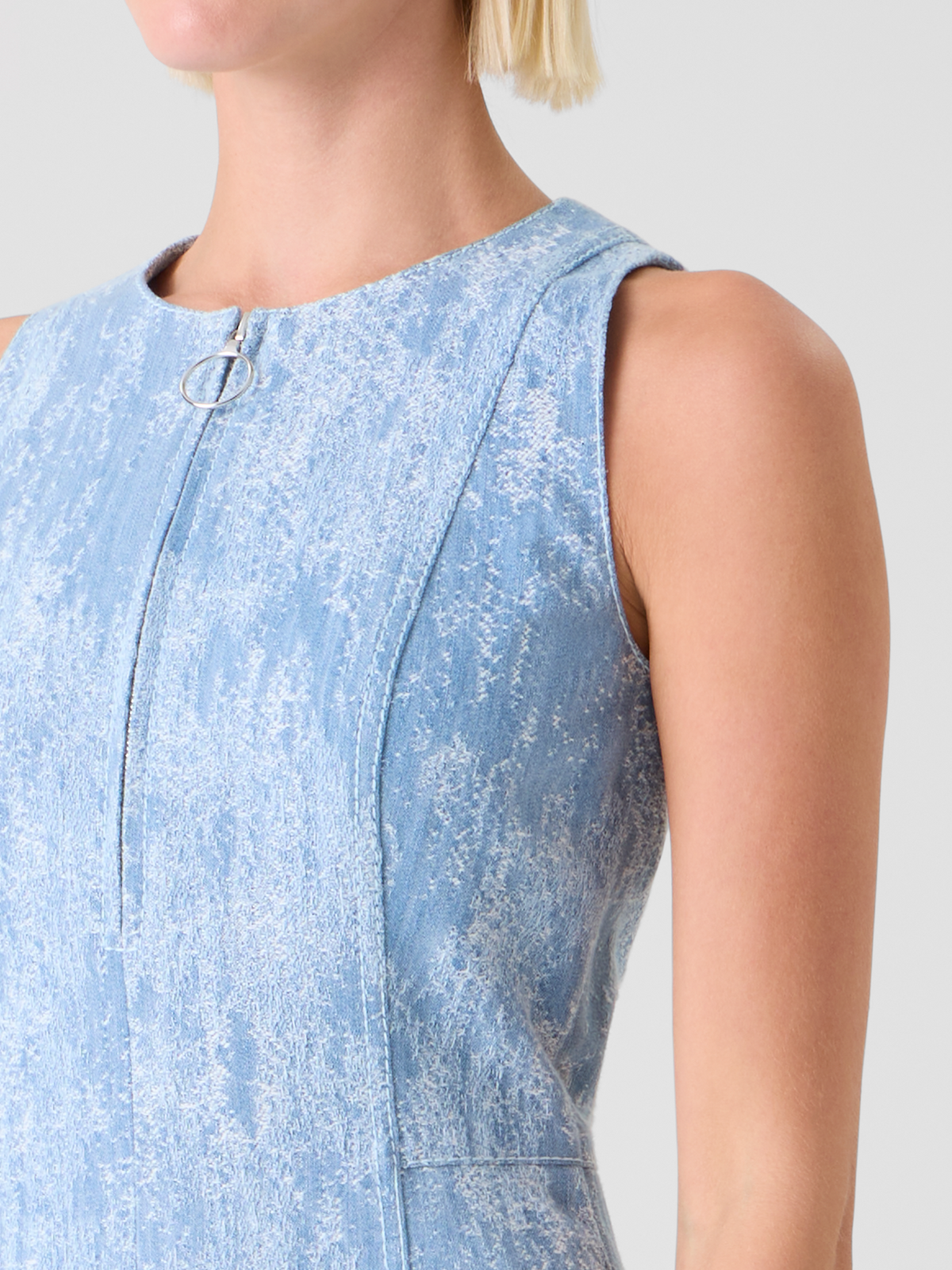 Designer Fit-and-Flare Jacquard Denim Midi Dress - blue #editorial