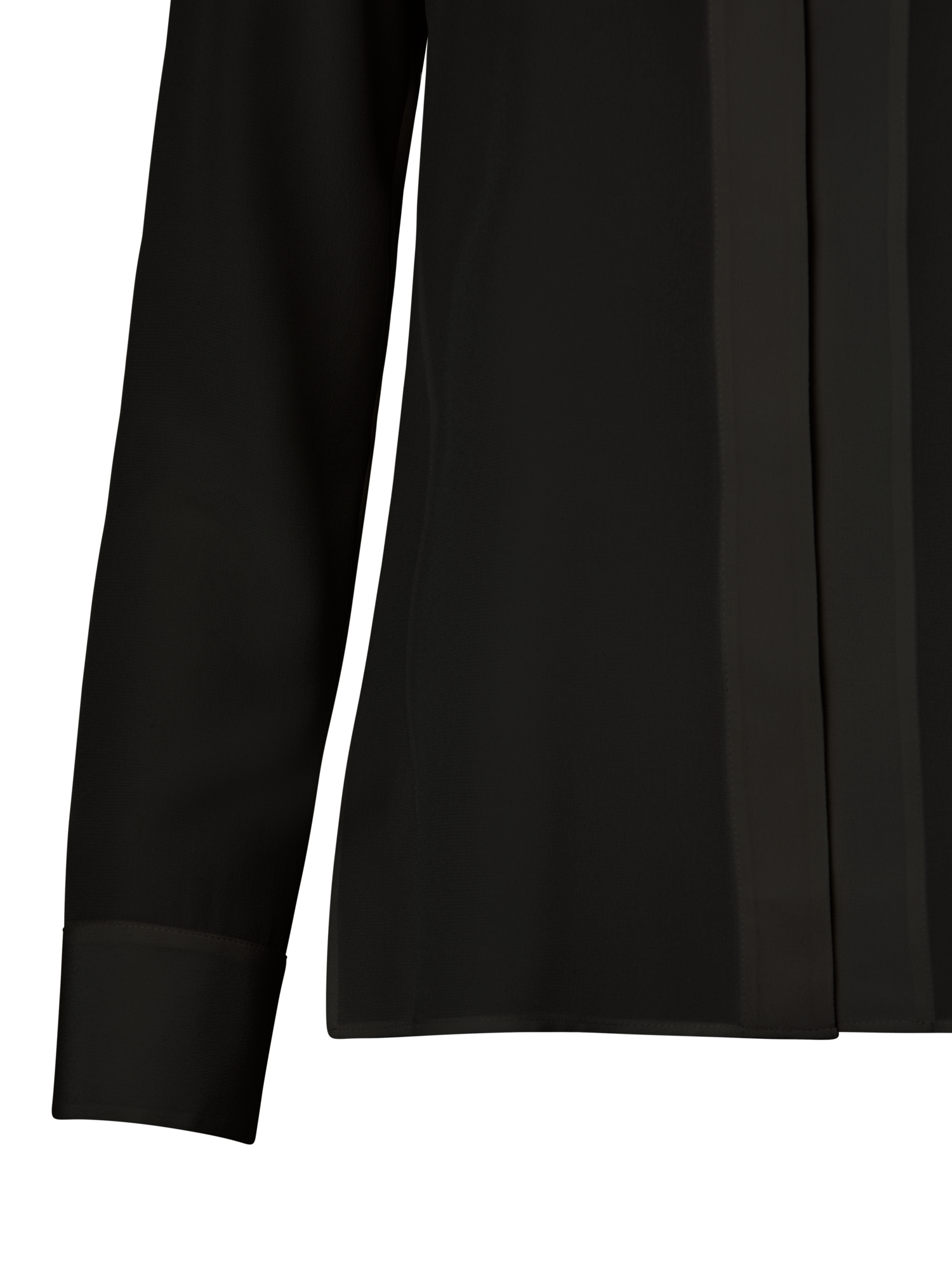 Designer Long Sleeve Silk Blouse with Stand-up Collar - black