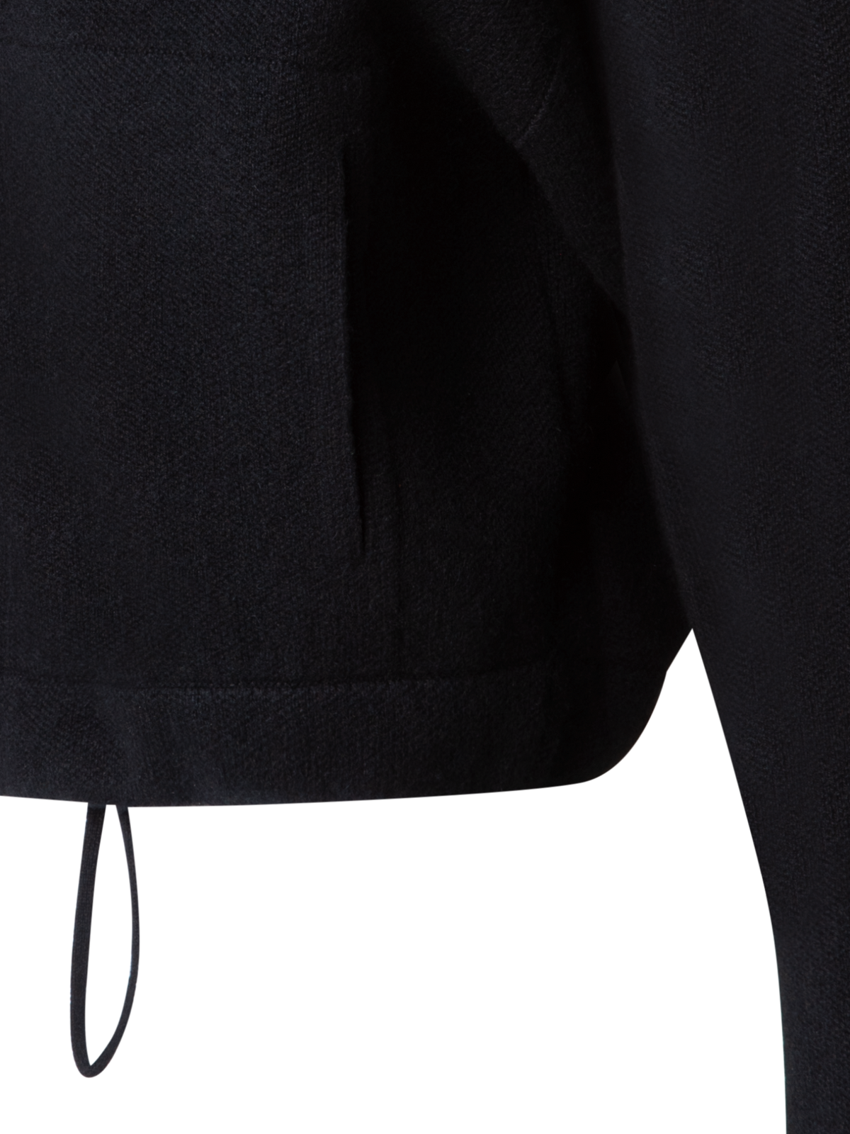 Designer Cropped Cashmere Piqué Cardigan with Zip - black