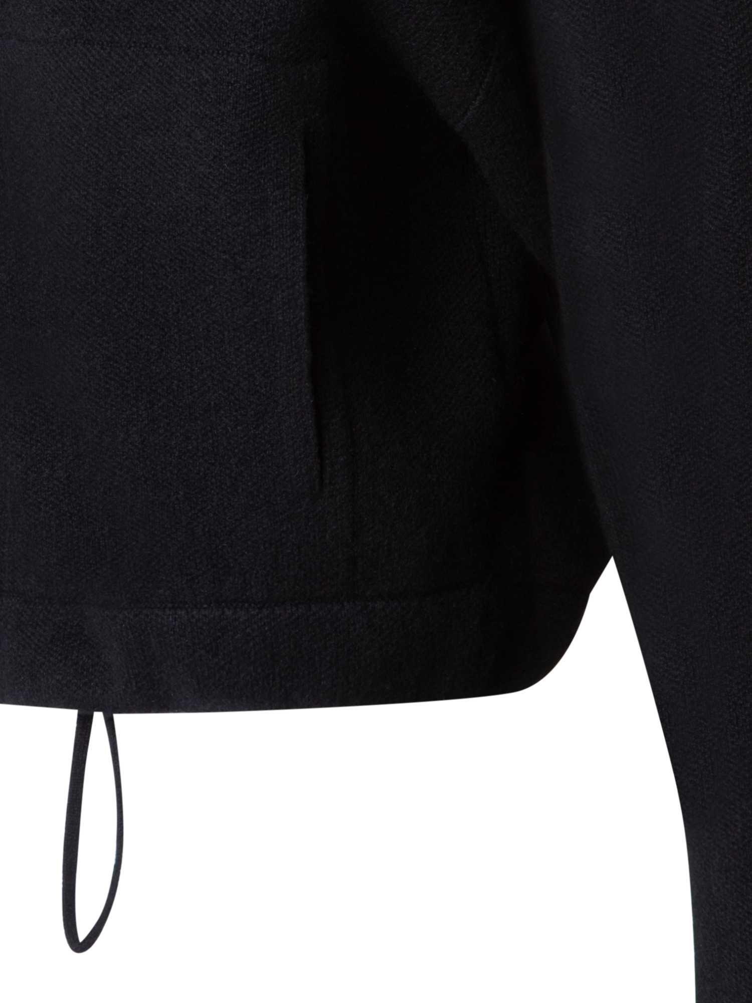 Designer Cropped Cashmere Piqué Cardigan with Zip - black