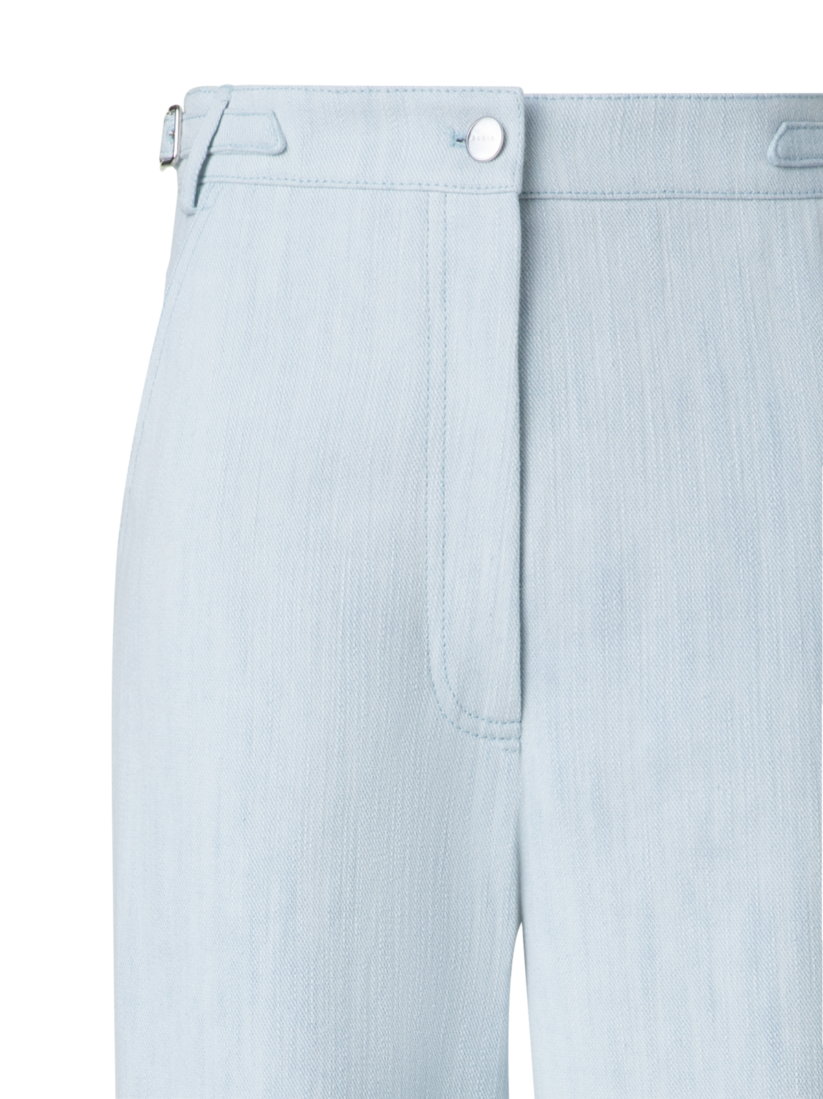 Designer Wide Cotton Denim Stretch Pants - pastel - blue