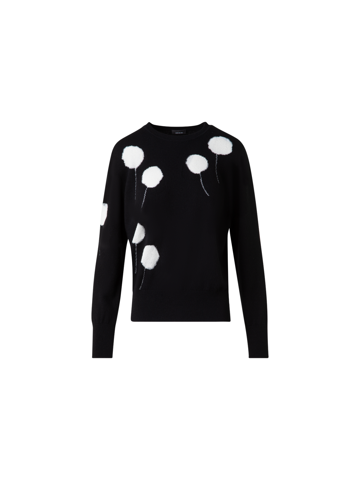 Designer Cashmere Dandelion Crew Neck Sweater - black - multicolor