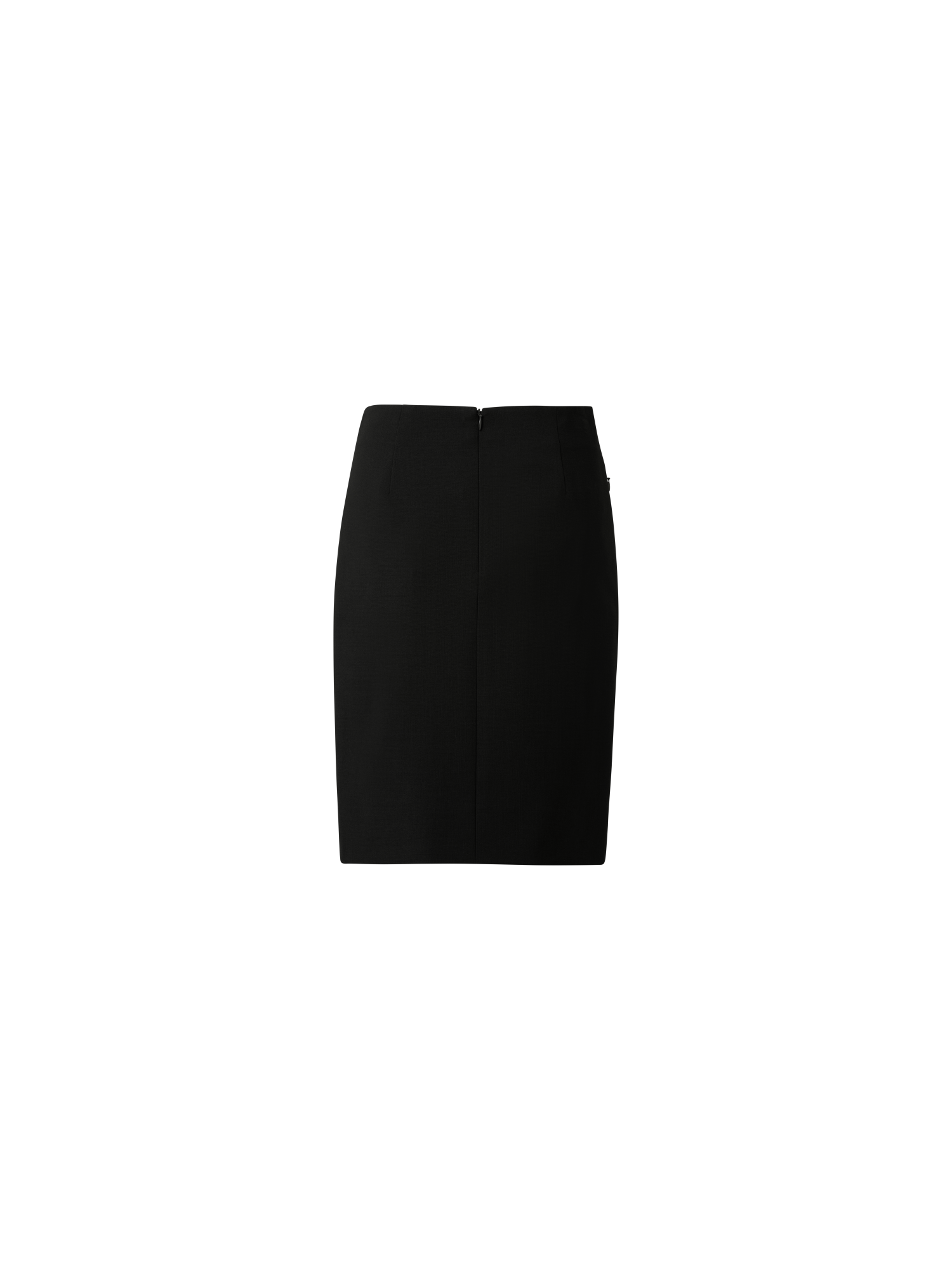 Designer Wool Double-Face Pencil Skirt with Zip Pockets - black