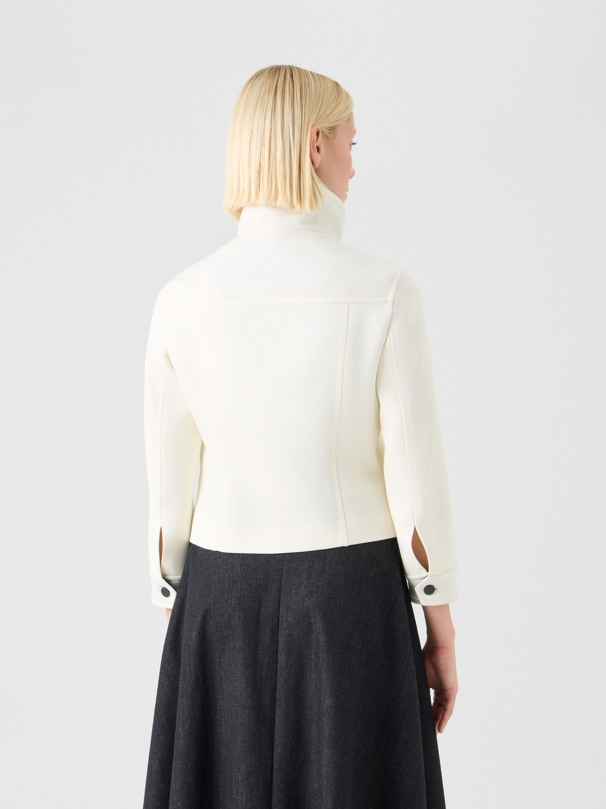 Designer Contrast Wool Tricotine Jacket - multicolor - ecru #editorial