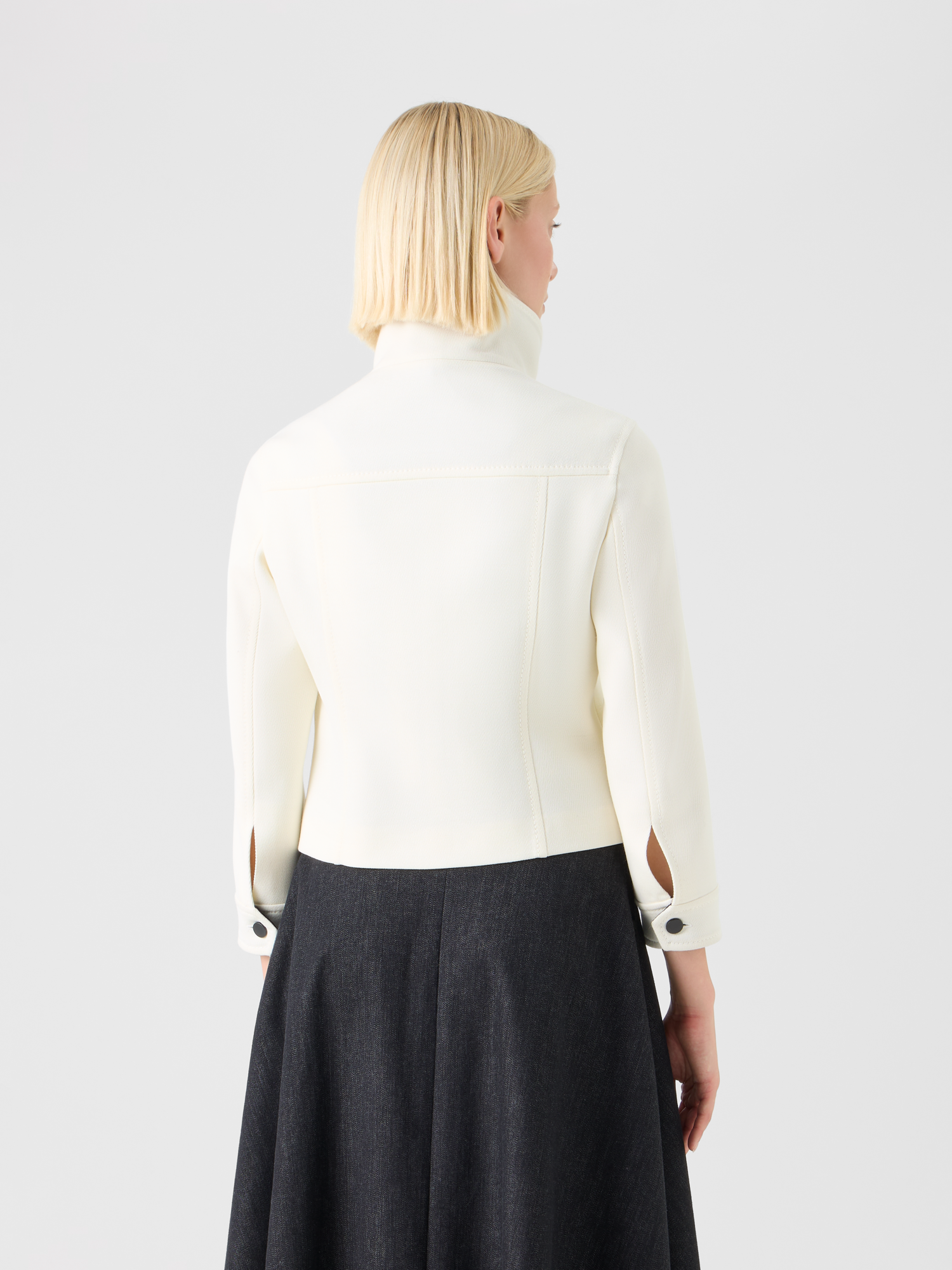 Designer Contrast Wool Tricotine Jacket - multicolor - ecru 