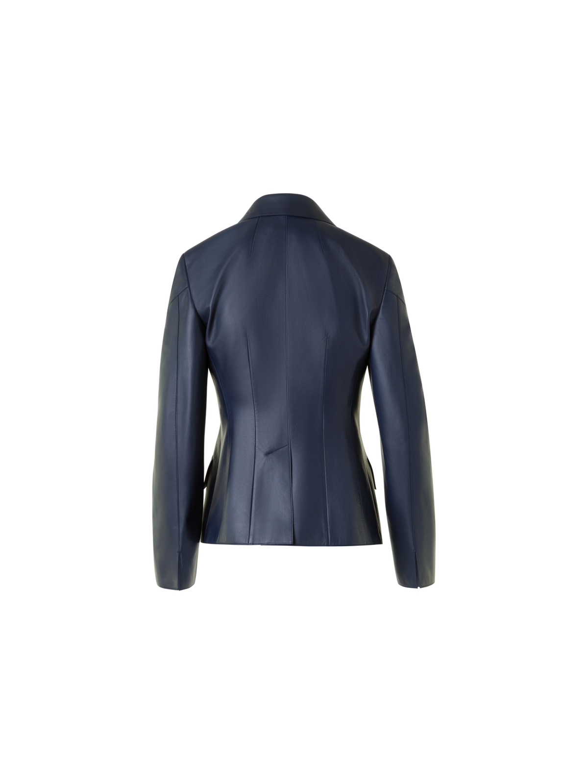 Designer Fitted Leather Jacket with Patch Pockets - neutral - navy - blue