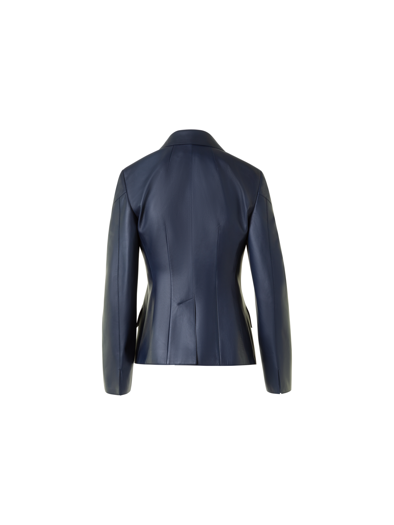 Designer Fitted Leather Jacket with Patch Pockets - neutral - navy - blue