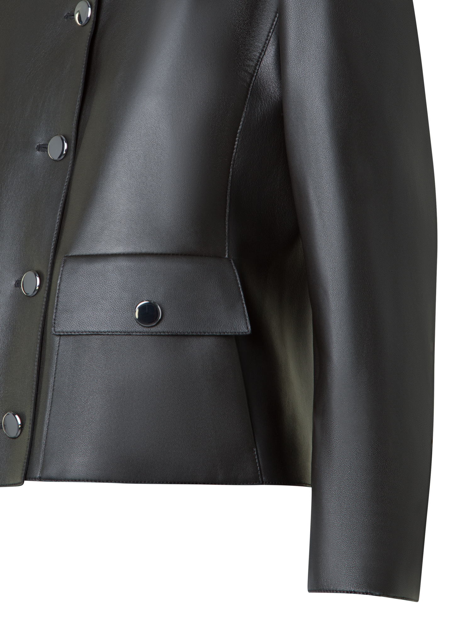 Designer Leather Jacket with Bracelet Sleeves - black - neutral