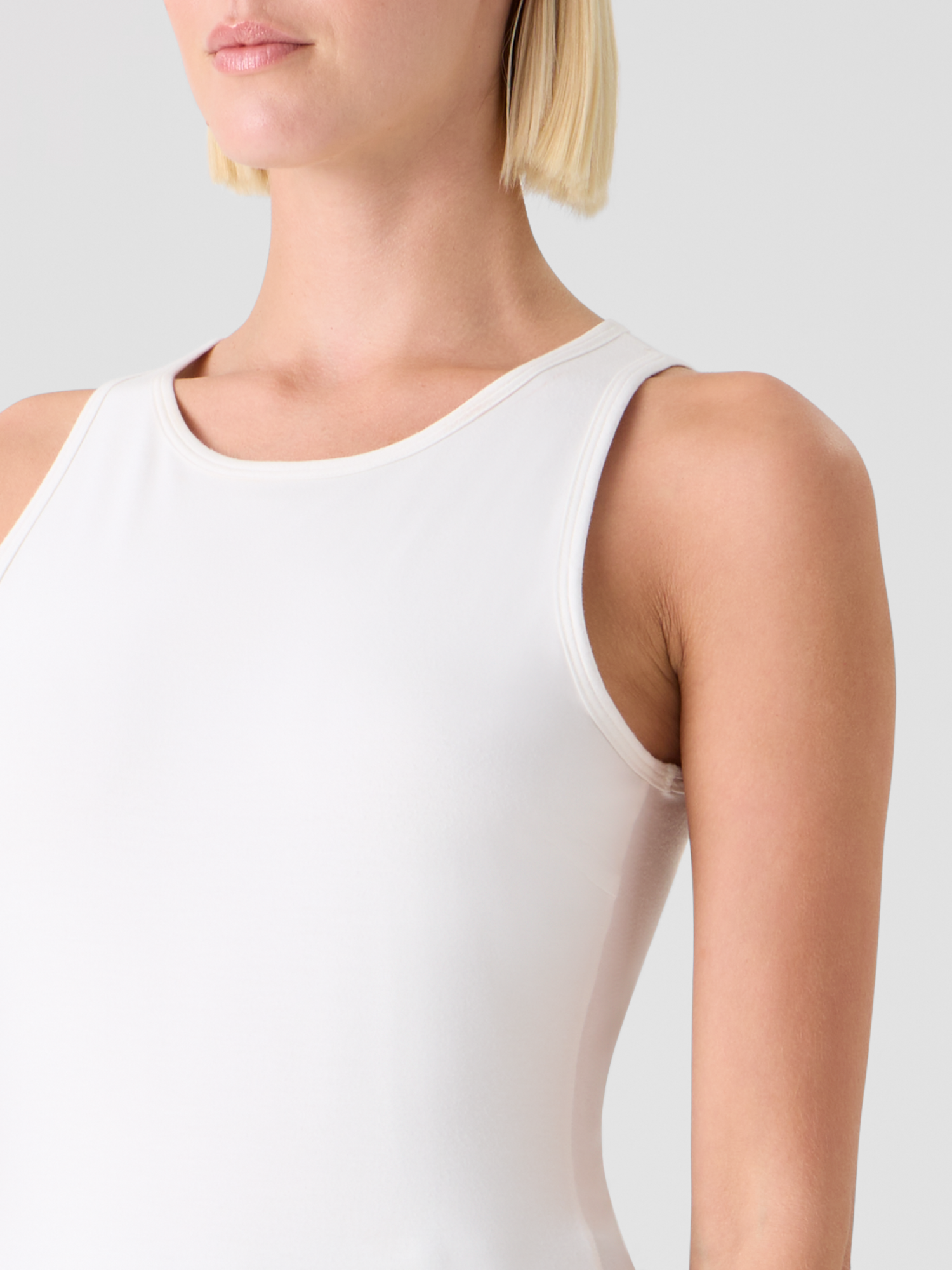 Designer Fitted Speedo Top in Stretch Modal Jersey - ecru 