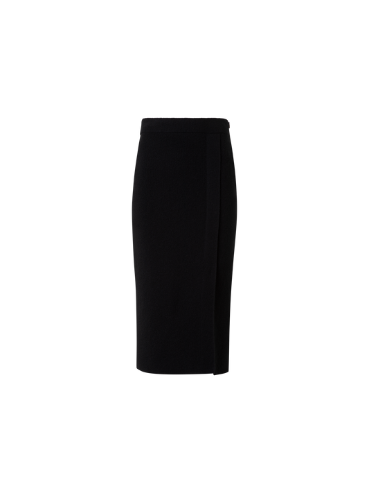 Designer Ribbed Cashmere Knit Skirt - black