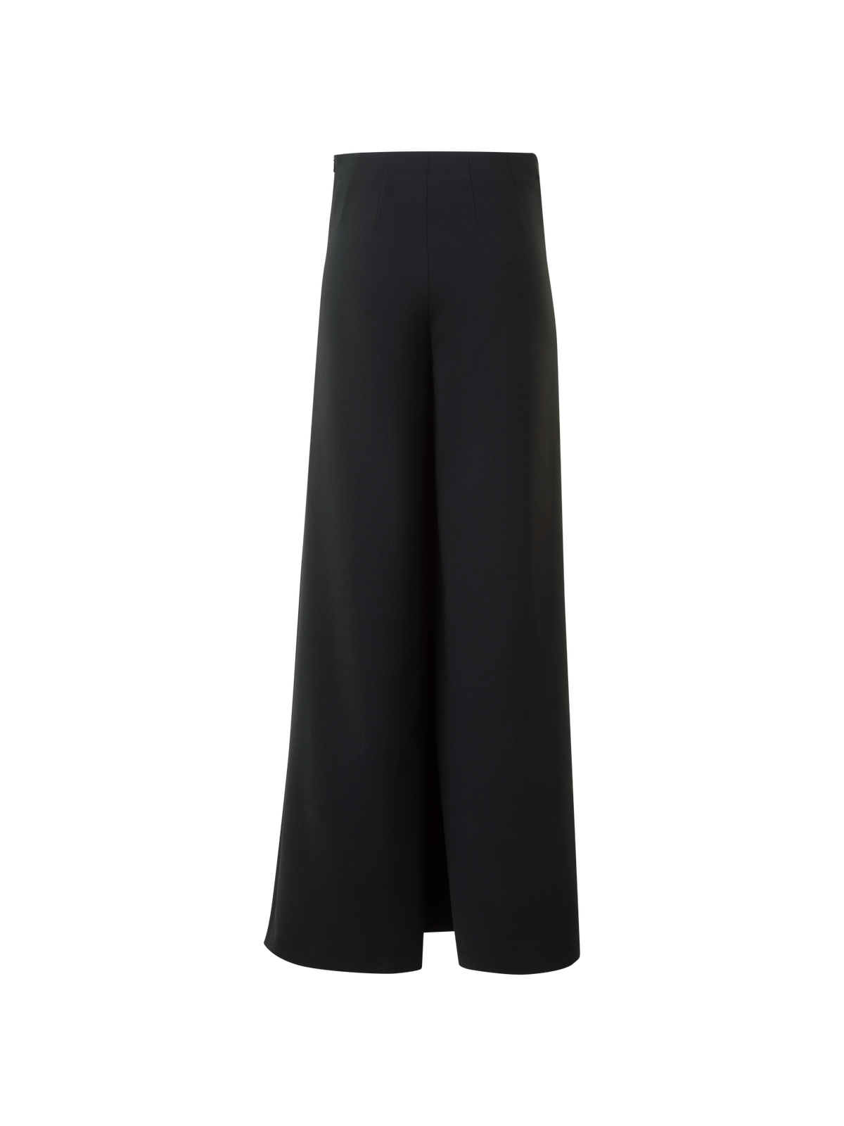 Designer Straight Wool Double-Face Pants with Apron Wrap - black - neutral