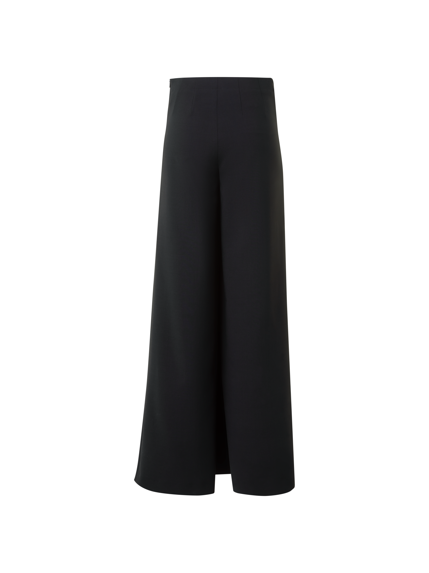 Designer Straight Wool Double-Face Pants with Apron Wrap - black - neutral