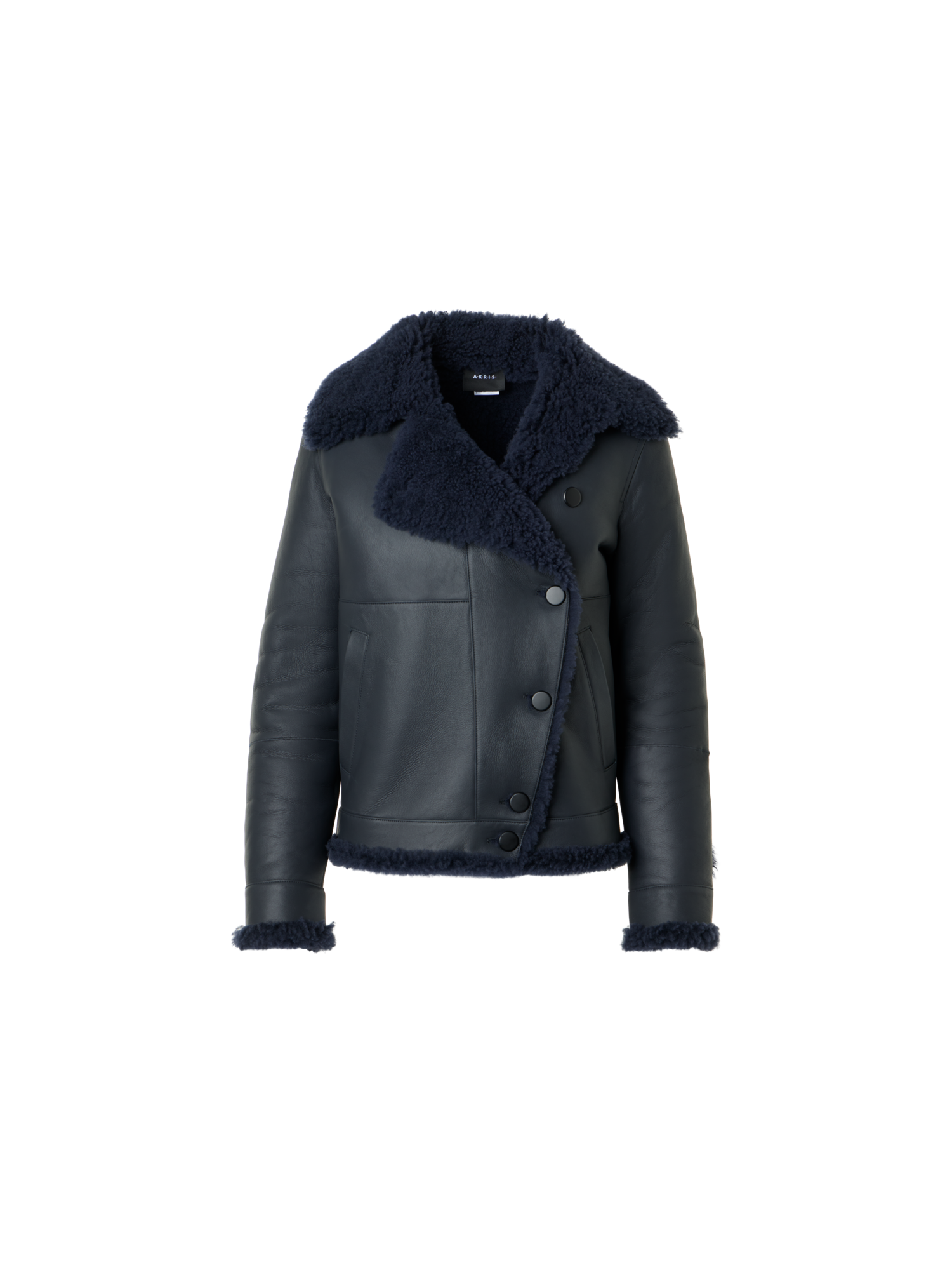 Designer Oversized Shearling Jacket with Curly Merinillo - black - neutral