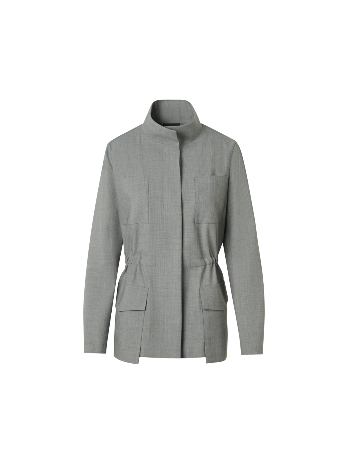 Designer Safari Jacket in Wool Stretch Fil-a-Fil - grey
