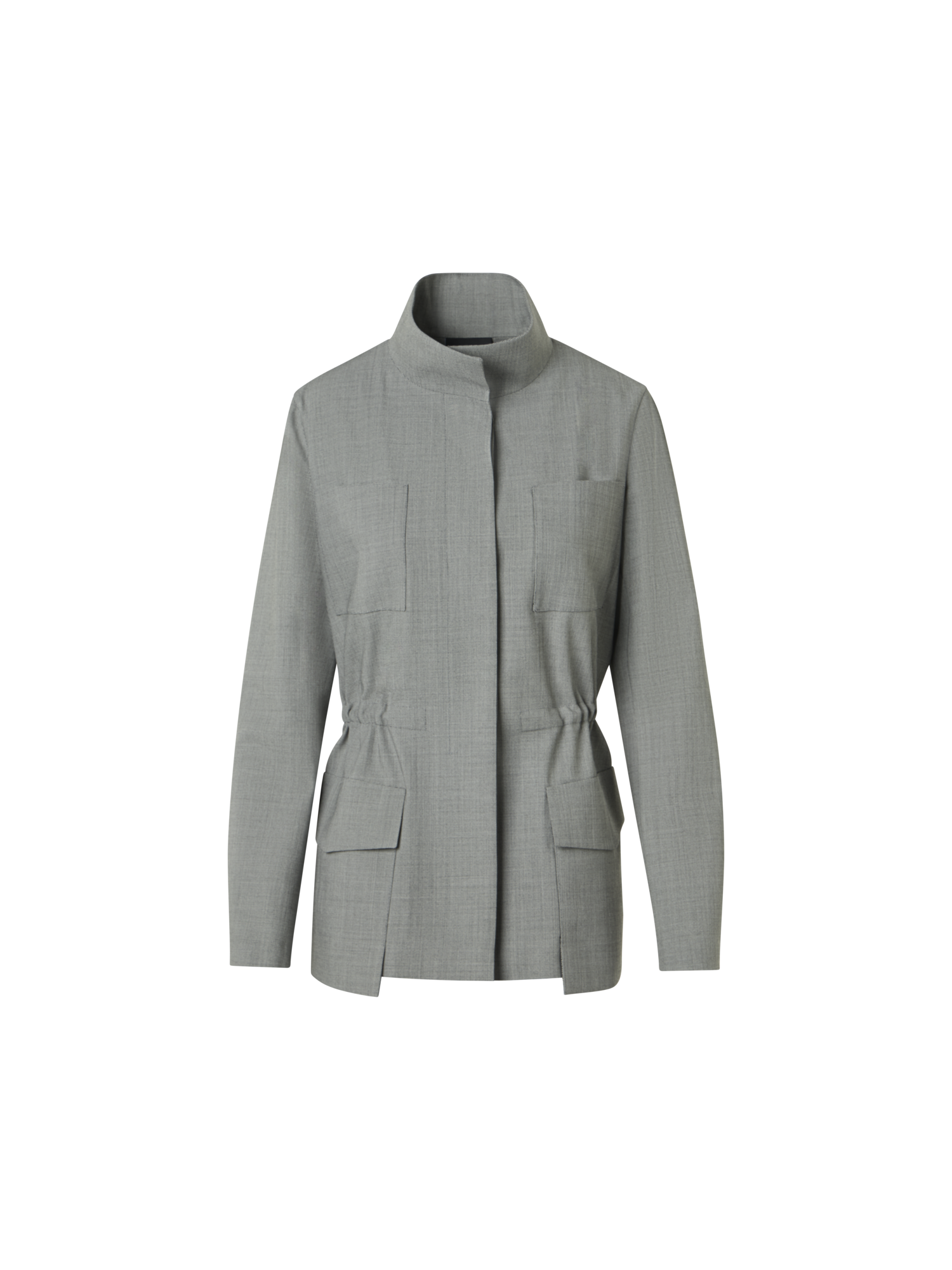 Designer Safari Jacket in Wool Stretch Fil-a-Fil - grey