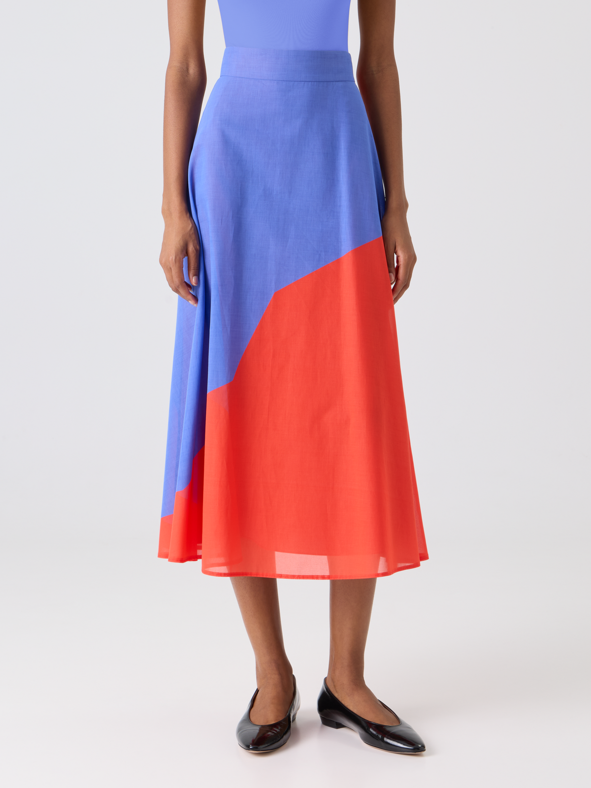 Designer Midi Skirt with High Plains Print - multicolor