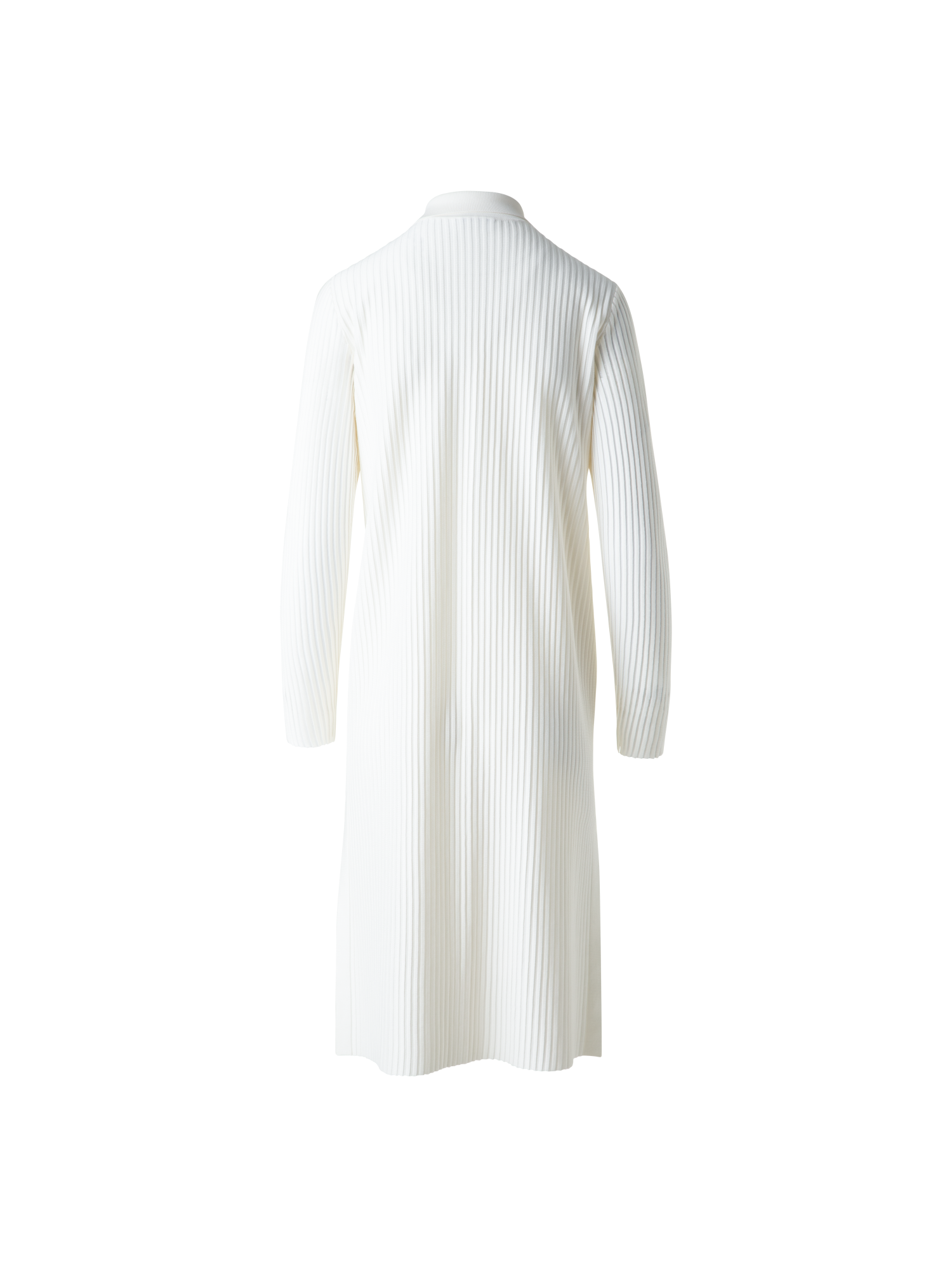 Designer Long Knit Coat in Semi-Sheer Silk Cotton - neutral - ecru - white