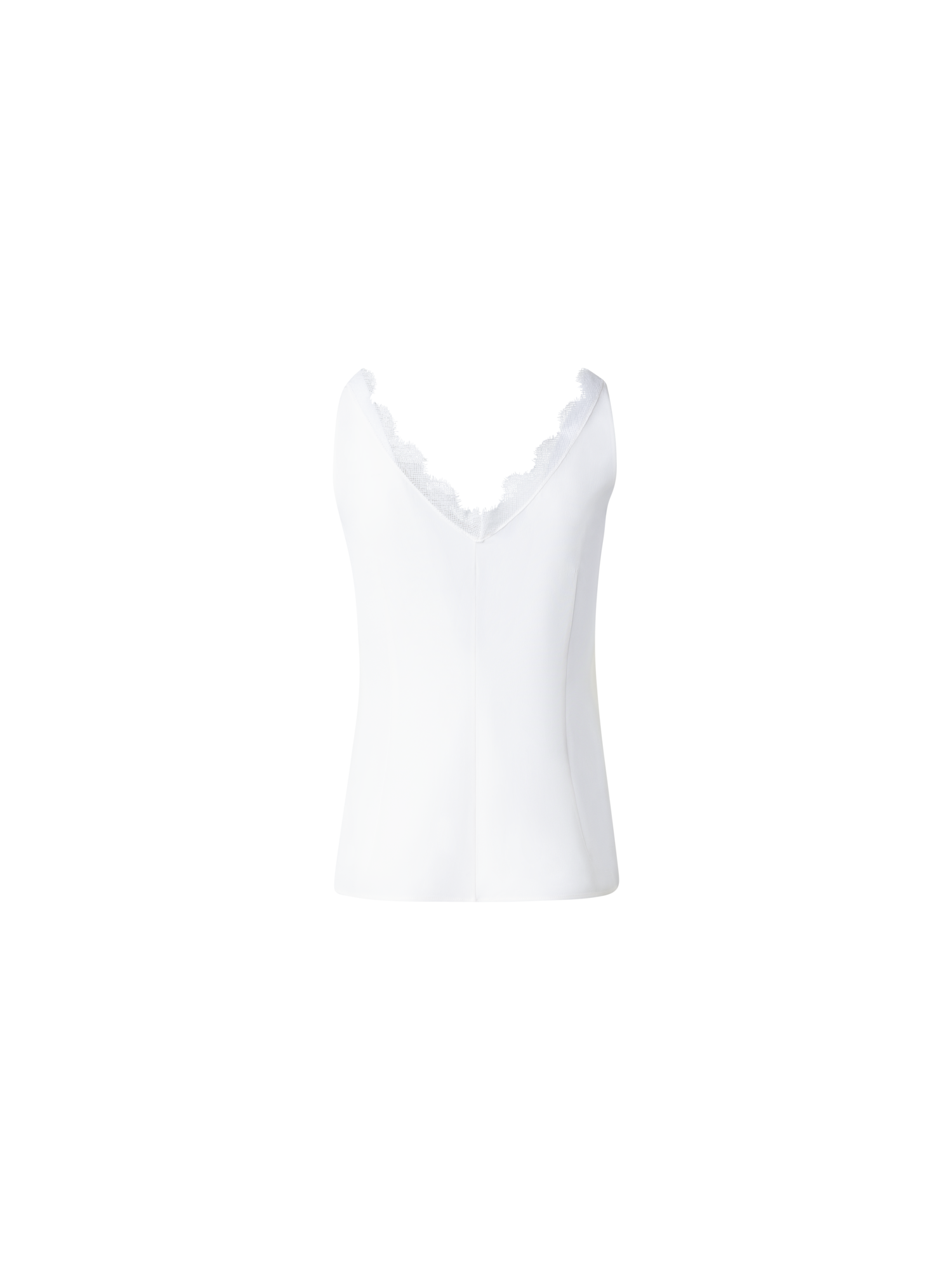 Designer Silk Crêpe V-Neck Top with Lace - ecru - white