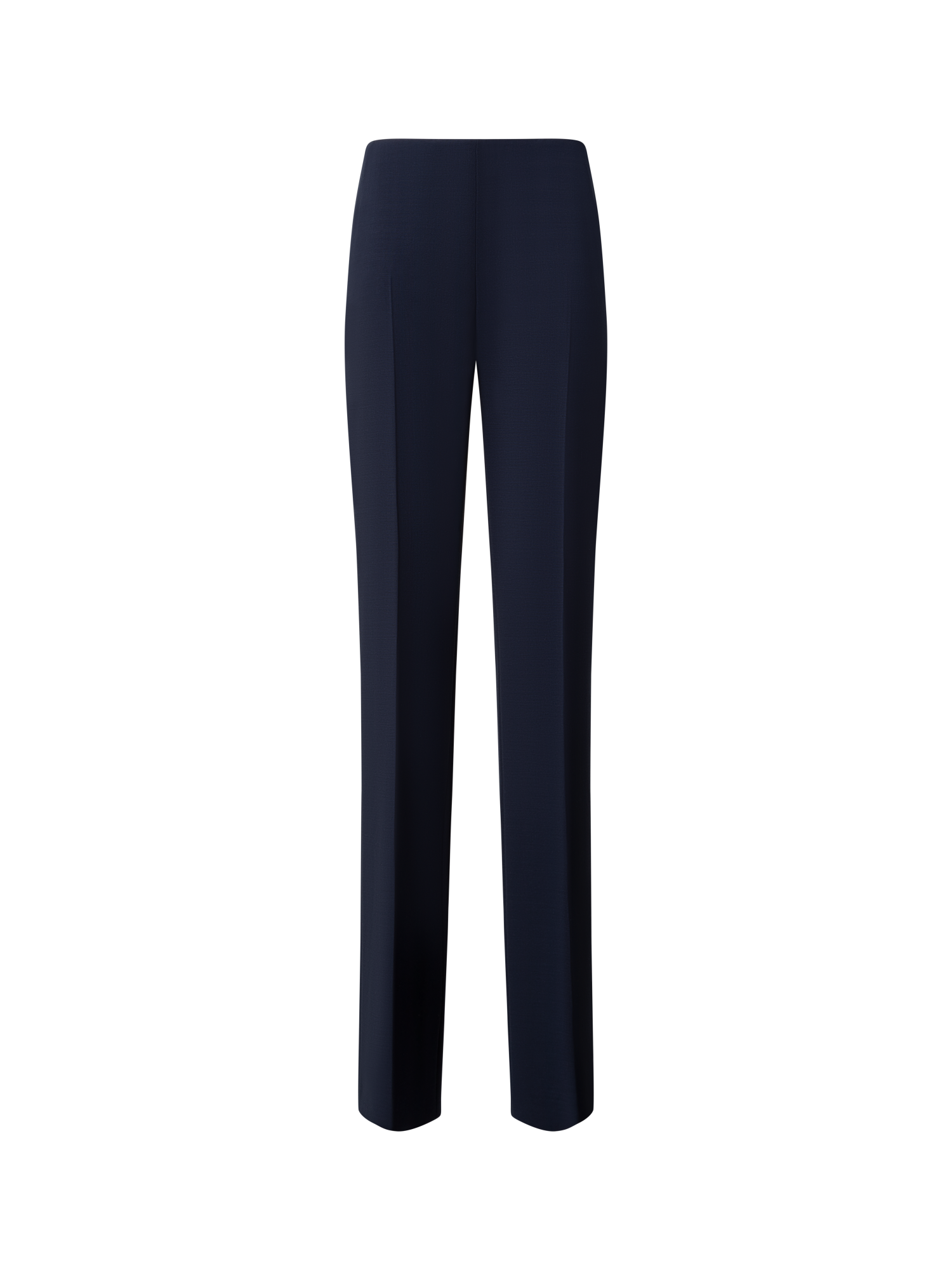 Designer Straight Wool Double-Face Pants - navy - blue