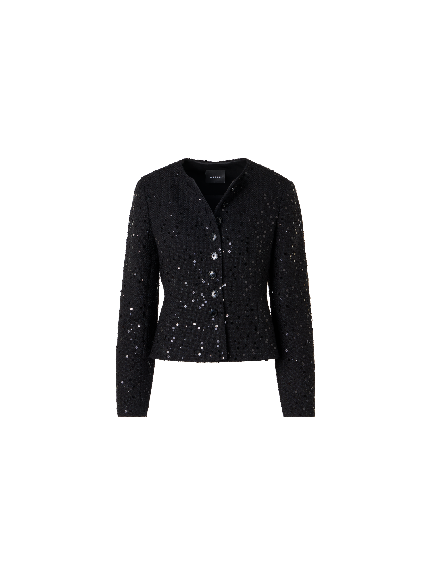 Designer Kelis Jacket in Cotton-Wool Tweed with Sequins - black