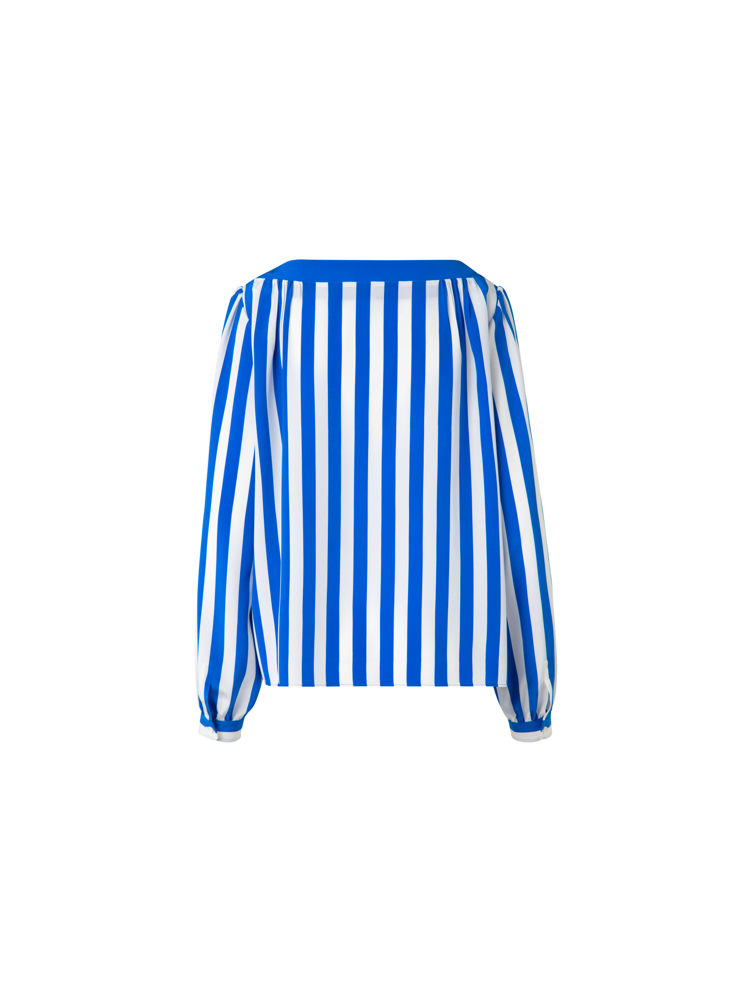 Designer Silk Blouse with Deck Chair Stripe Print - blue - multicolor - white