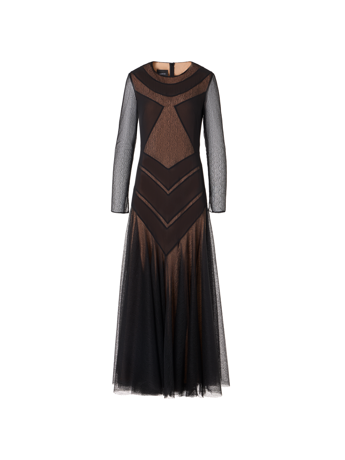Designer Gown in Tulle Embroidery - black