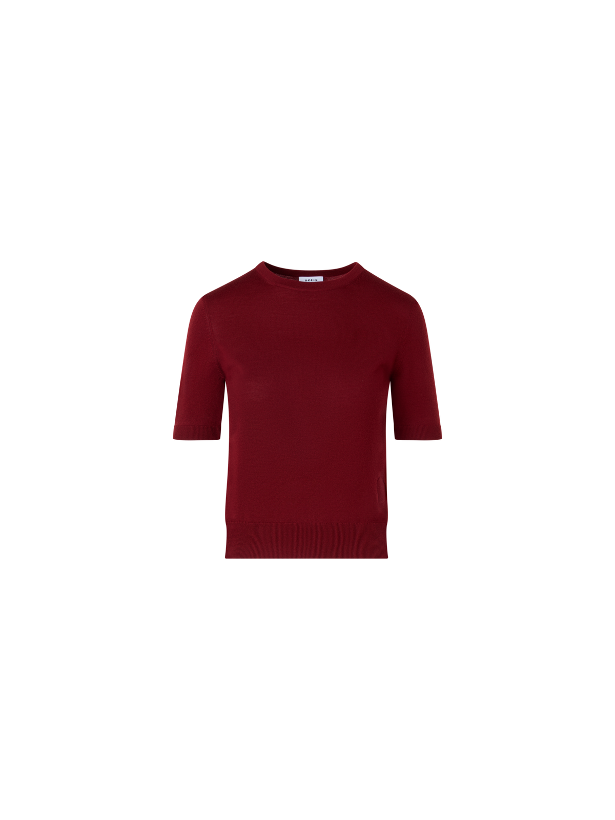 Designer Short-Sleeve Merino Wool Knit Sweater - red